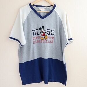 Vintage Disneyland Mickey‎ Mouse DL55 V Neck T Shirt Mens XL 90s Disney